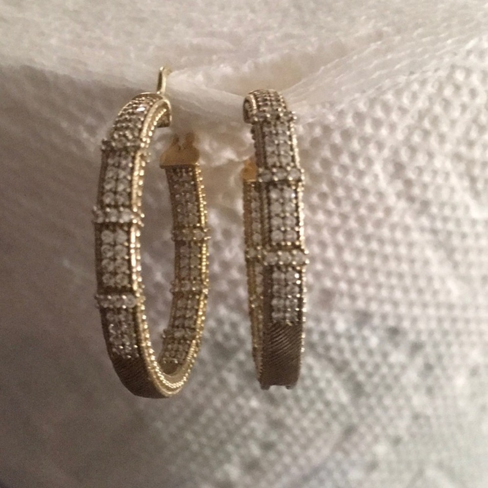 Judith Ripka Gold Hoop Earrrings